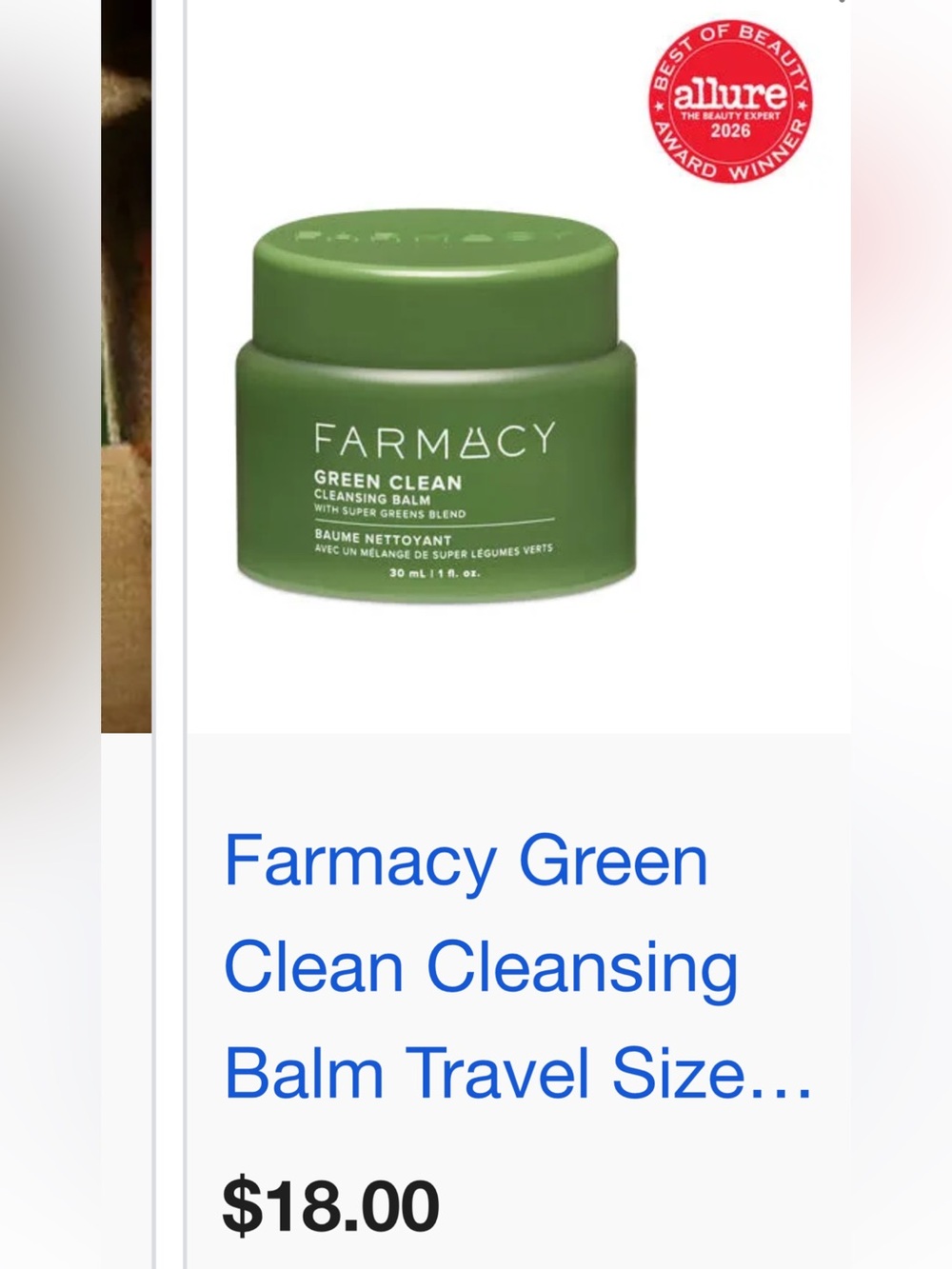 Farmacy Green Clean Cleansing Balm - Light Green 30 Ml